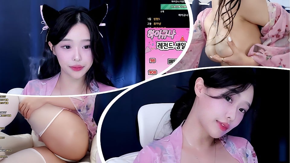韩国BJ - podo0311情趣和服性感妹妹，全身抹满乳液M腿诱惑