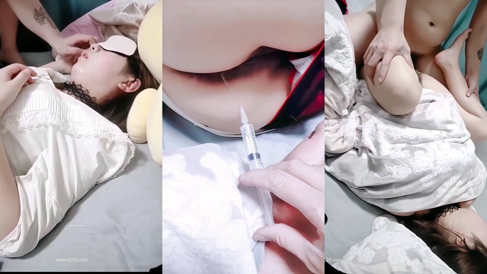 绿帽老公下药迷翻刚婚的老婆❤️酒店找单男一起玩3P